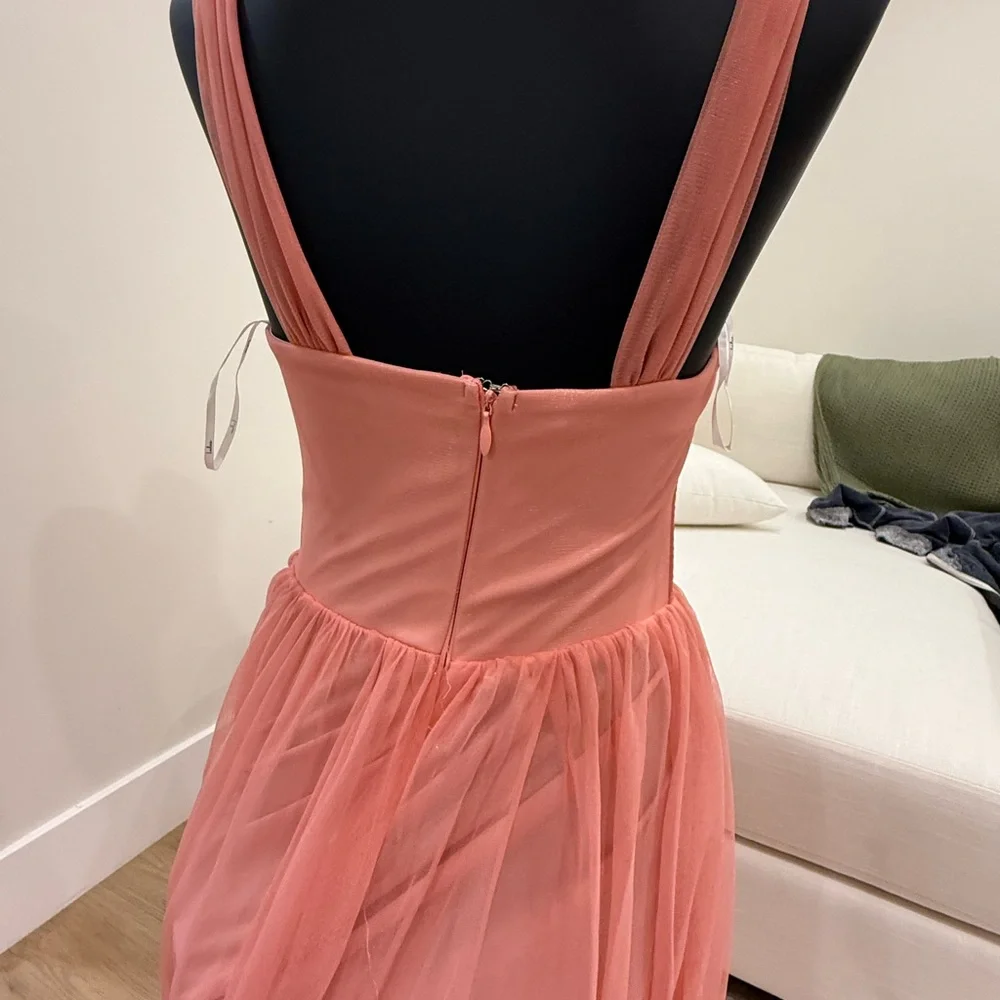 Lulu's Strapless Coral Dress - Picture 4 of 6
